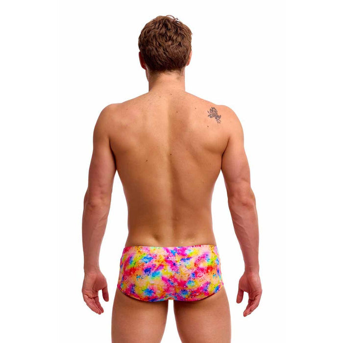 Funky Trunks men's Dry Me classic trunks in multi-color with moisture-wicking fabric and comfortable fit.