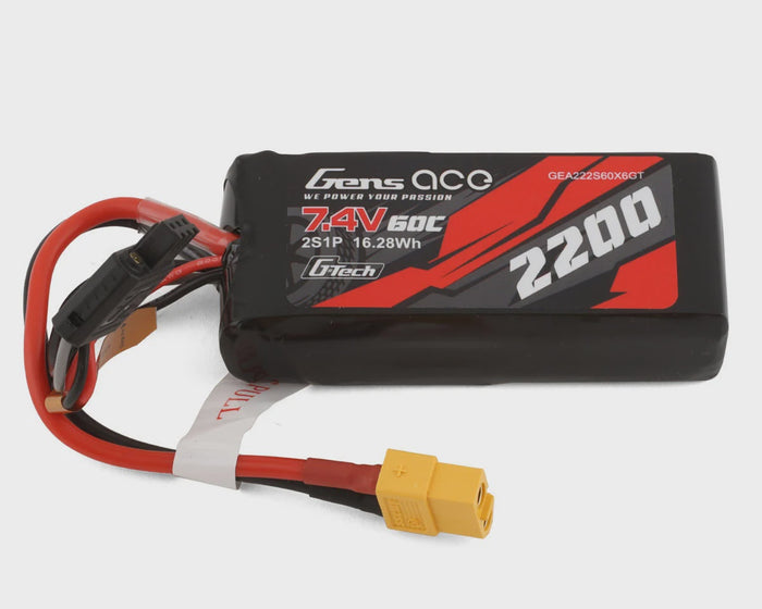 GEA222S60X6GT Gens Ace 2S G-Tech Smart LiPo Battery 60C (7.4V/2200mAh) w/XT-60 Connector