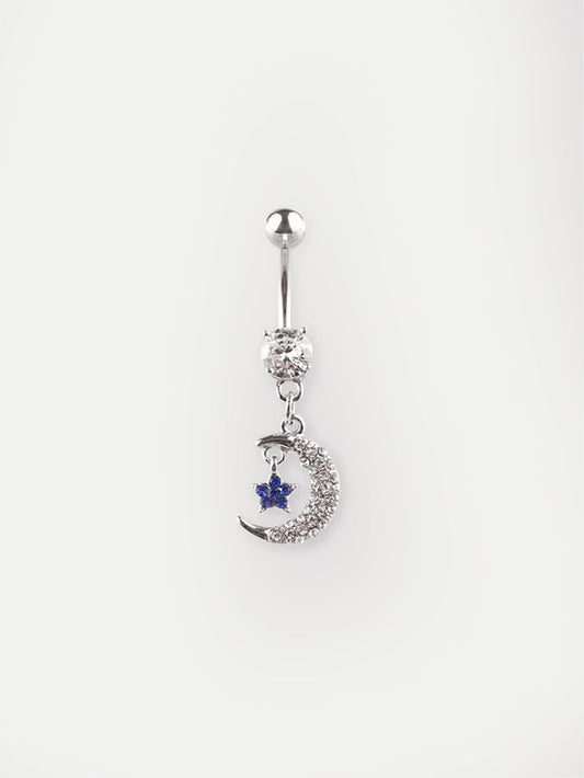 Gem Moon Navel Barbell 14G | Clear-Image 1