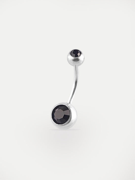 Gem Navel Barbell 14G | Black-Image 1