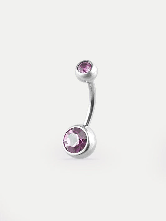 Gem Navel Barbell 14G | Light Amethyst-Image 1