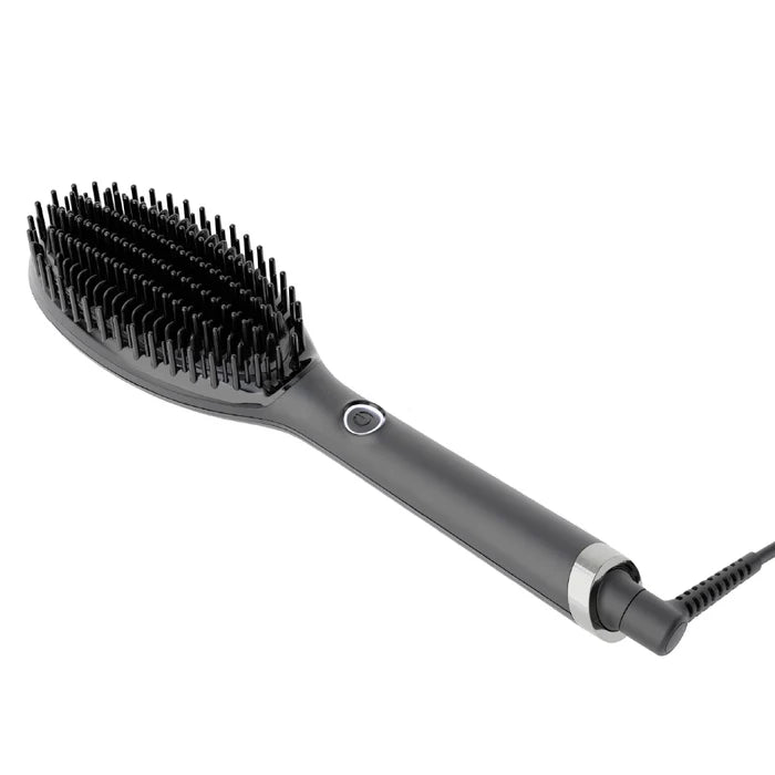 Gray hairbrush with bristle head on a white background