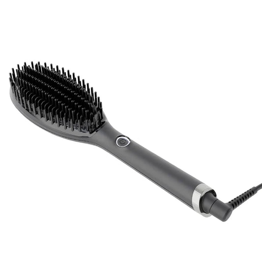 Gray hairbrush with bristle head on a white background