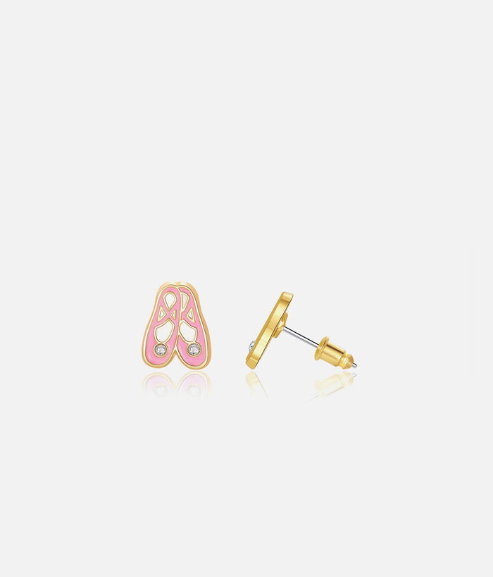 Girls Enamel Stud Earrings, Ballet Shoes - Cutie