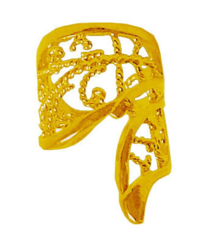 gold celtic knot ear cuff worn on ear non piercing earring side view