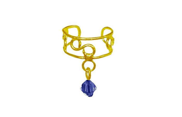 Gold Dangling Bead Ear Cuff – Elegant Non-Piercing Jewelry front view