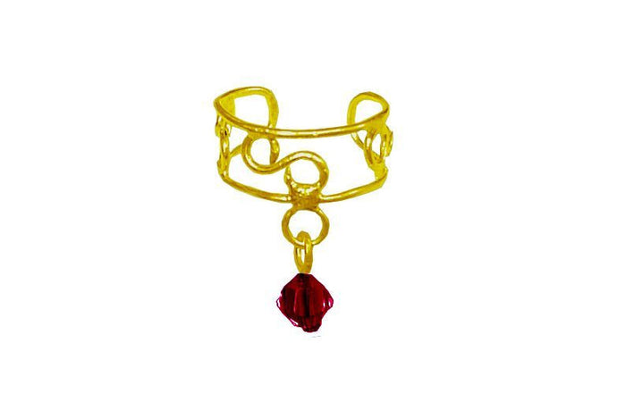 Gold Dangling Bead Ear Cuff – Elegant Non-Piercing Jewelry front view