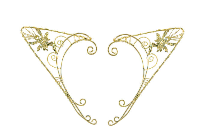 Gold Fairy Elf Ear Cuffs - Non Piercing Festival Jewelry back view