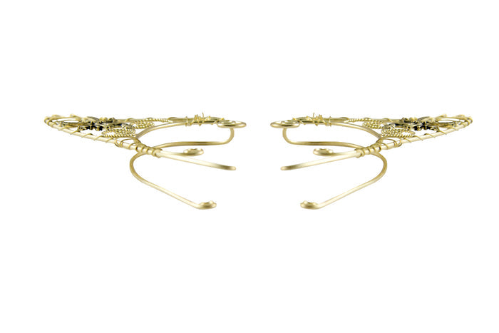 Gold Fairy Elf Ear Cuffs - Non Piercing Festival Jewelry side view