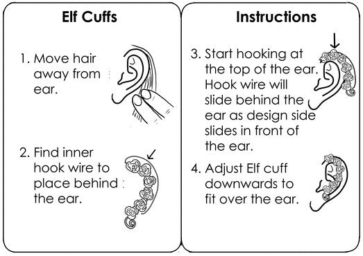 How to wear Gold Fairy Elf Ear Cuffs - Non Piercing Festival Jewelry step by step