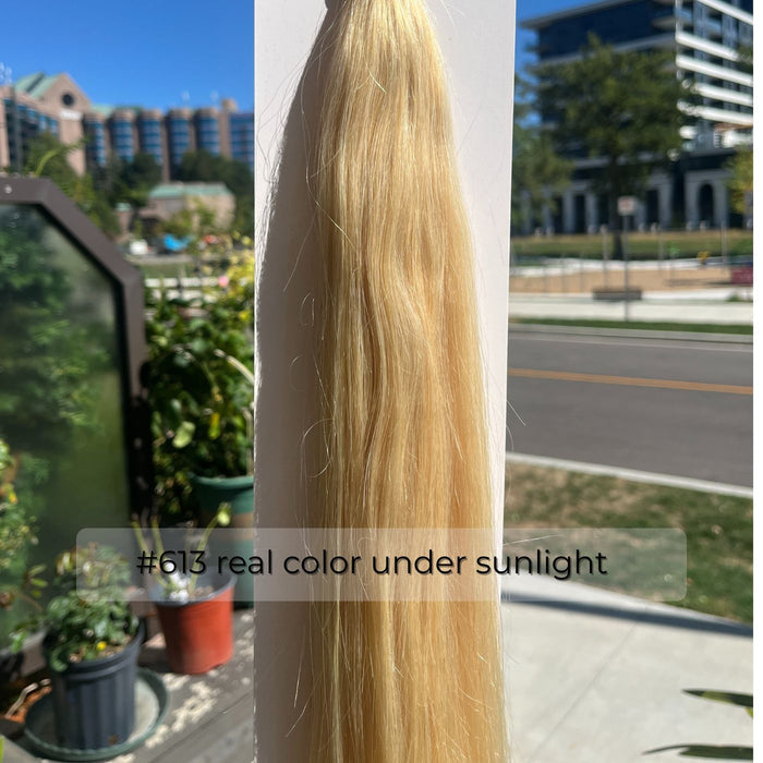 Golden Blonde #613 Straight Weft Hair Extensions – 100% Remy Human Hair | 100g Bundle | 10’’–30’’ | Sew-In & DIY | Reusable