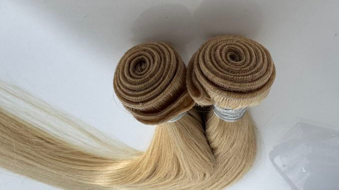 Golden Blonde #613 Straight Weft Hair Extensions – 100% Remy Human Hair | 100g Bundle | 10’’–30’’ | Sew-In & DIY | Reusable