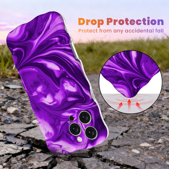 Grape Crush Wavy Luxe MagSafe iPhone case with a glossy purple liquid marble swirl design from Fancy Bands