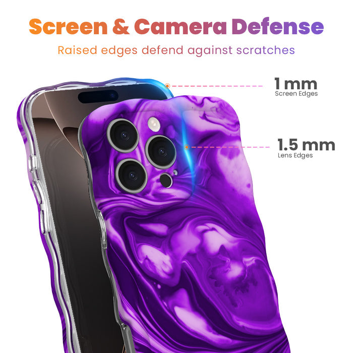 Grape Crush Wavy Luxe MagSafe iPhone case with a glossy purple liquid marble swirl design from Fancy Bands