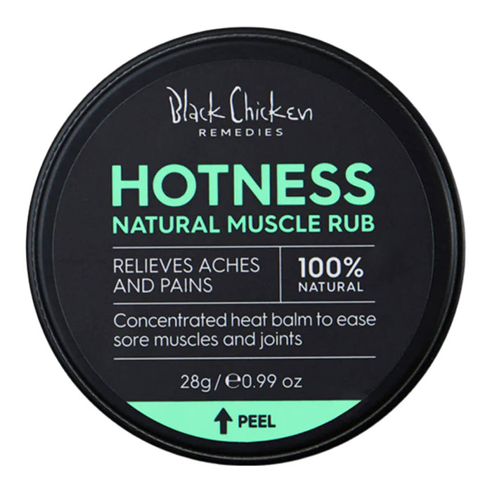 Container of natural vegan heat balm for sore muscles.