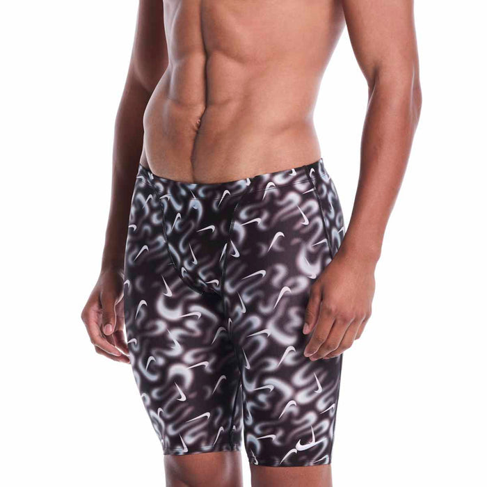 Nike Hydrastrong Sprayfetti print jammer in black, men's swimwear with colorful sprayfetti pattern for competitive swimming.
