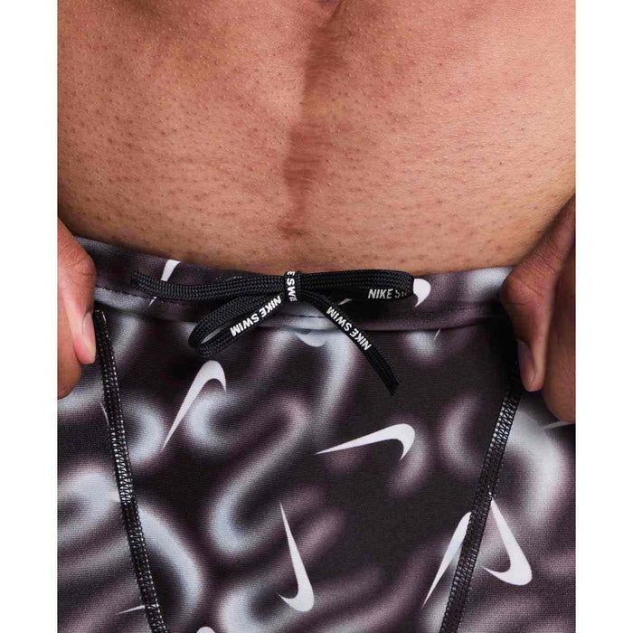 Nike Hydrastrong Sprayfetti print jammer in black, designed for competitive swimming, featuring a bold pattern and secure fit.