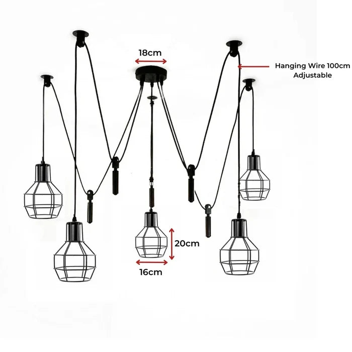 Industrial  8 Light Spider Pendant Light ~6408