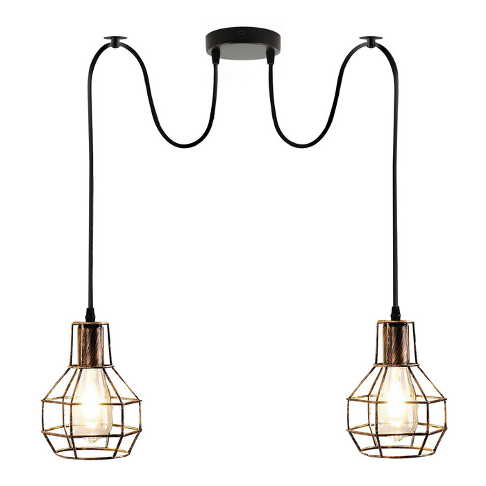 Industrial Geometric Cage Pendant Multi-Way E27l~3490