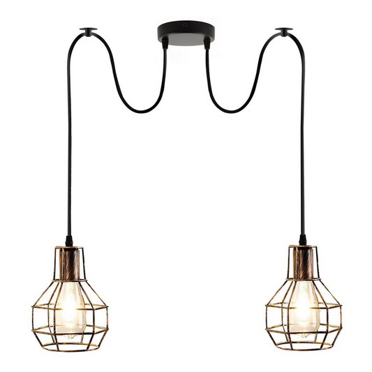 Industrial Geometric Cage Pendant Multi-Way E27l~3490