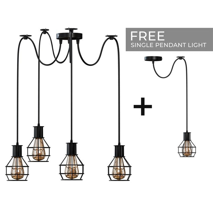 Industrial Geometric Cage Pendant Multi-Way E27l~3490