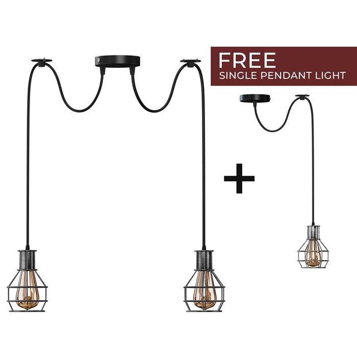 Industrial Geometric Cage Pendant Multi-Way E27l~3490