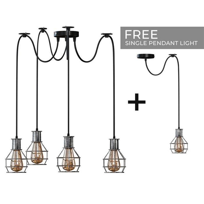 Industrial Geometric Cage Pendant Multi-Way E27l~3490