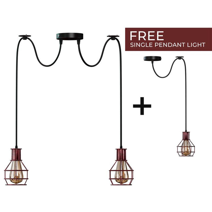 Industrial Geometric Cage Pendant Multi-Way E27l~3490
