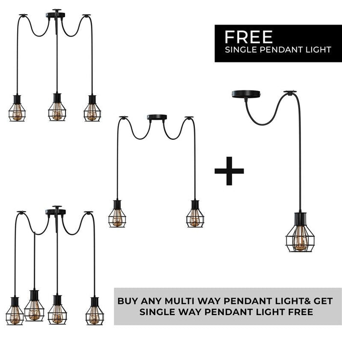 Industrial Geometric Cage Pendant Multi-Way E27l~3490