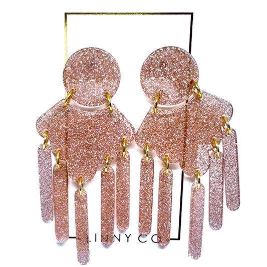 Janelle- Blush Glitter Earrings