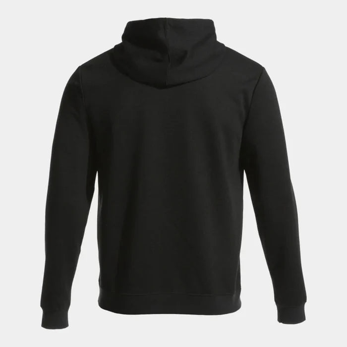 Black Joma boys' combi hooded sweatshirt, a comfortable jacket and hoodie combo with a hood and front pocket.