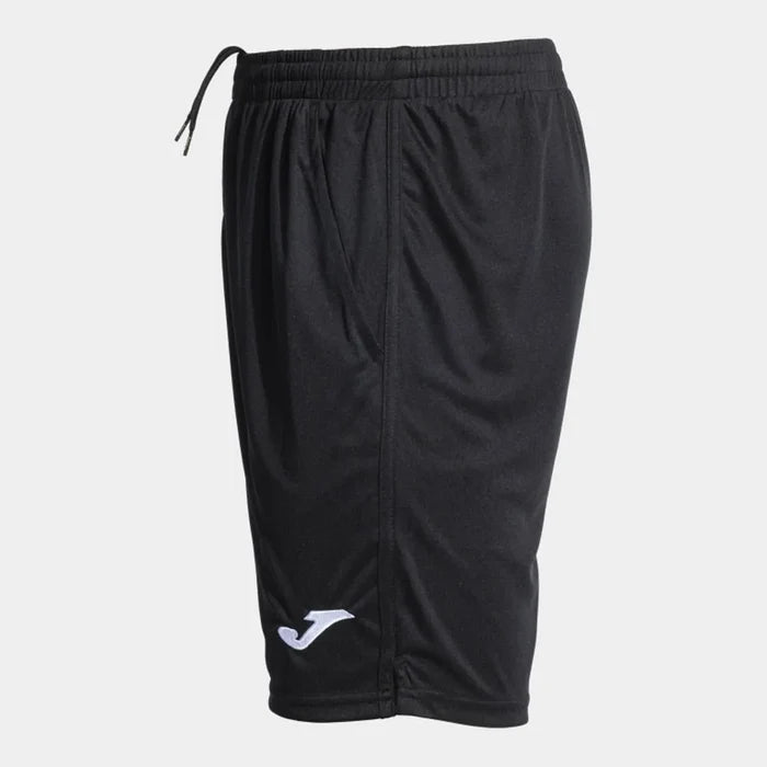Joma men's black Open III shorts, lightweight sports bottoms with an elastic waistband and breathable fabric for athletic activities.