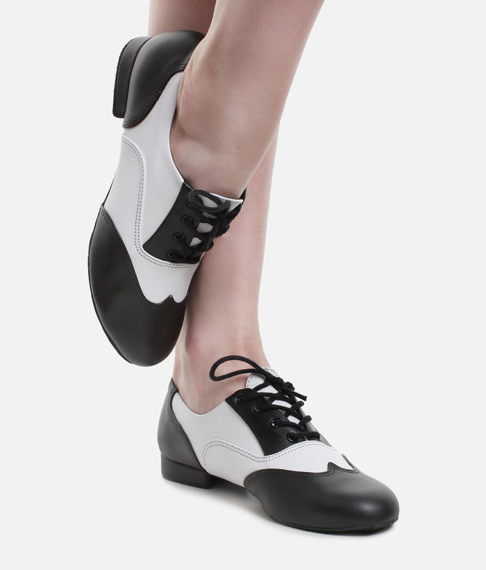 JZ97 Oxford Ballroom & Latin Practice Shoes • Black/White Design