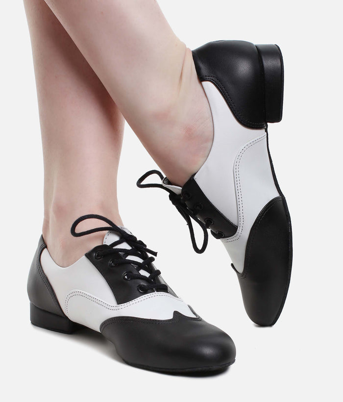 JZ97 Oxford Ballroom & Latin Practice Shoes • Black/White Design