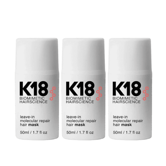 K18 Leave In Molecular Repair Hair Mask 50ml 3 Pack Set - Beauty Tribe
