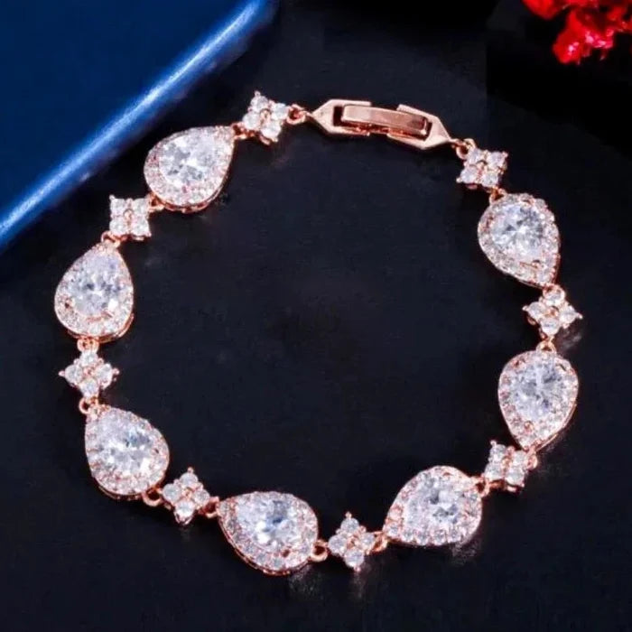 Wedding Jewelry - Cubic Zirconia Bridal Bracelet - Available in Silver, Rose Gold and Yellow Gold