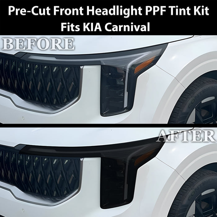 KIA Carnival 2025–2026 Dark Smoke Headlight & Taillight Tint Kit – Precut Vinyl Lens Overlays