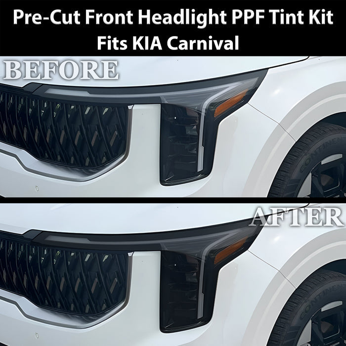 KIA Carnival 2025–2026 Dark Smoke Headlight & Taillight Tint Kit – Precut Vinyl Lens Overlays