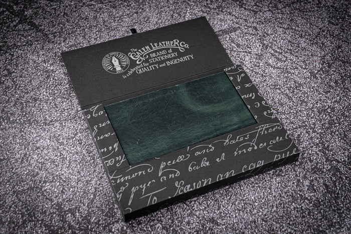 Leather Notebook - Tomoe River Paper - A6 - Crazy Horse Forest Green