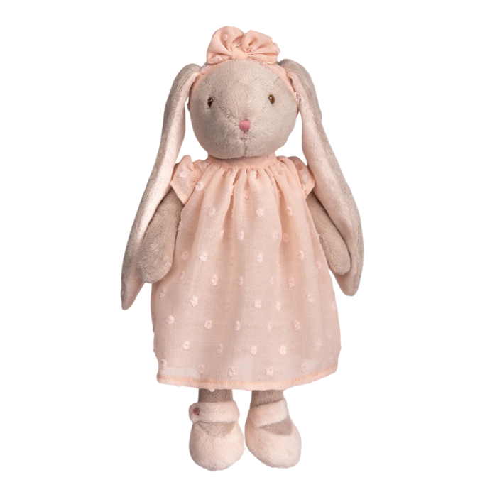 Bukowski Lenka bunny, plush bunny doll, soft stuffed rabbit, bunny in peach dress, Swedish plush toy, heirloom bunny plush, baby gift idea, toddler cuddle bunny, Bukowski plush collection, bunny stuffed animal girl