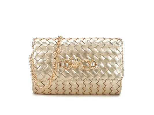 Light Gold Woven Clutch Bag