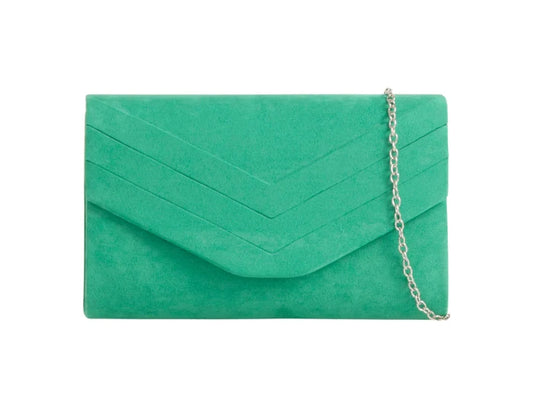 Light Green Suede Envelope Clutch Bag