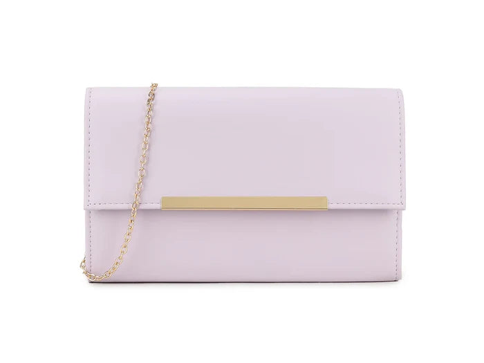 Lilac Gold Trimmed Clutch Bag
