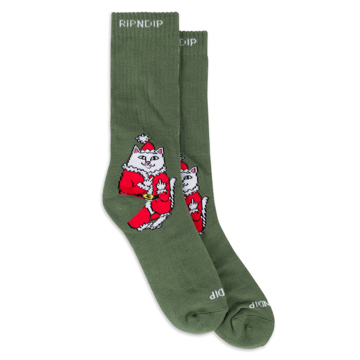 RIPNDIP Lord Santa Socks (Olive)