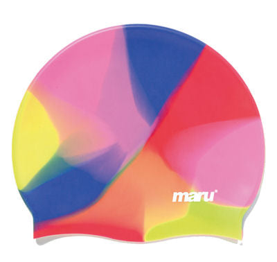 Maru Multi Silicone Swim Hat in vibrant colors, designed for comfortable swimming and sun protection.