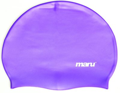 Purple Maru solid silicone swim hat with smooth, flexible material designed for comfortable swimming and water activities.