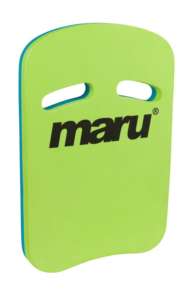 Maru Two Grip Fitness Kickboard in green and blue, designed for swimming training and water exercise, with two comfortable handles.