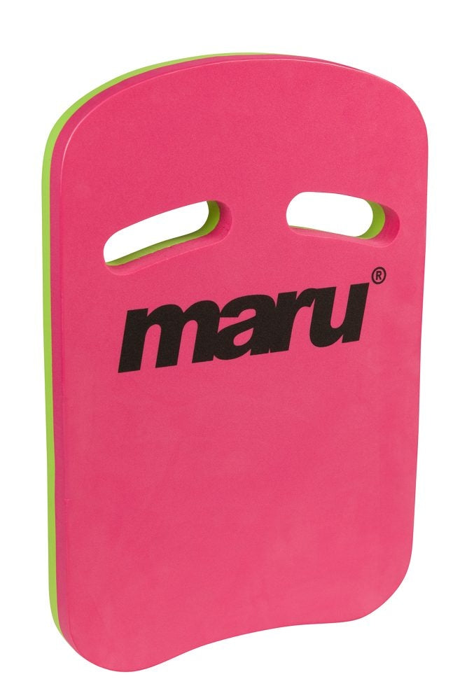 Maru two grip fitness kickboard in pink and green, designed for swimming training and water aerobic exercises.