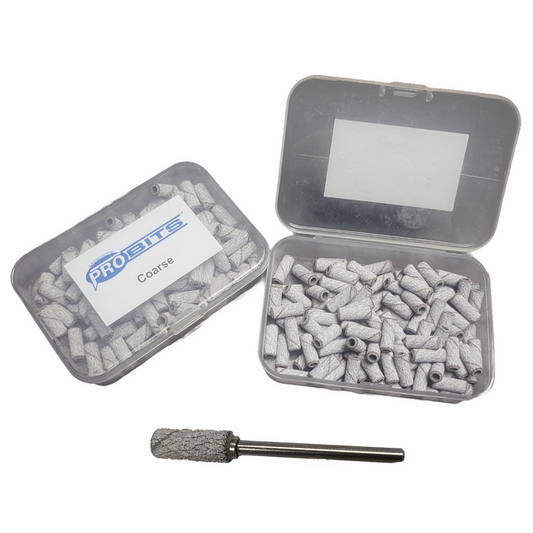Medicool Mini White Sanding Bands and Mandrel Bundle 3/32 - Coarse Grit 100ct