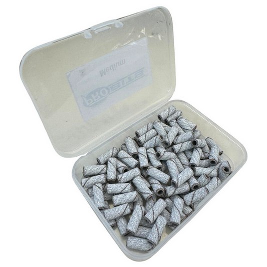 Medicool Mini White Sanding Bands and Mandrel Bundle 3/32 - Medium Grit 100ct